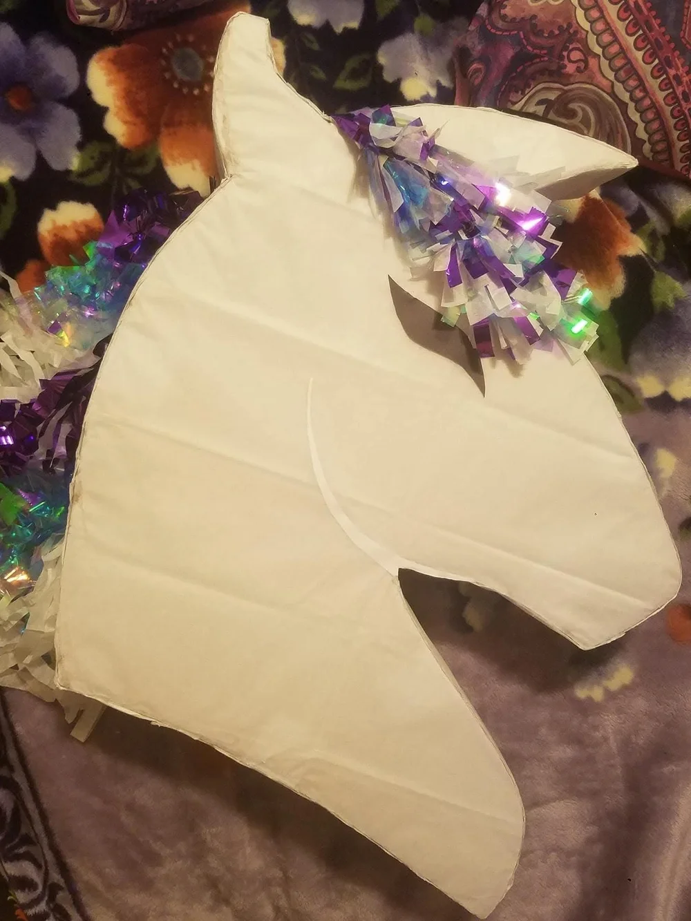 White Unicorn with Iridescent Mane Piñata